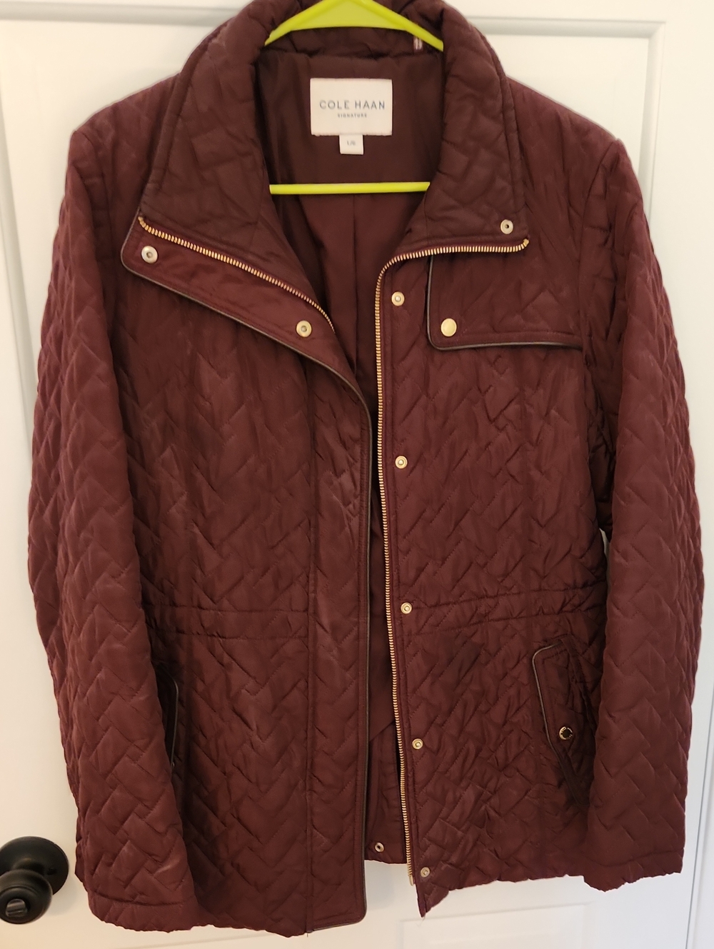Cole Haan Women's Quilted Maroon Puffer Jacket